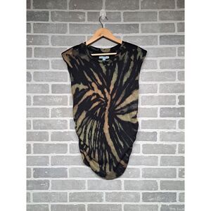 And Now This Womens Tie Dye Ribbed ‎ Shoulder Pads Cap Sleeve Top Size Medium